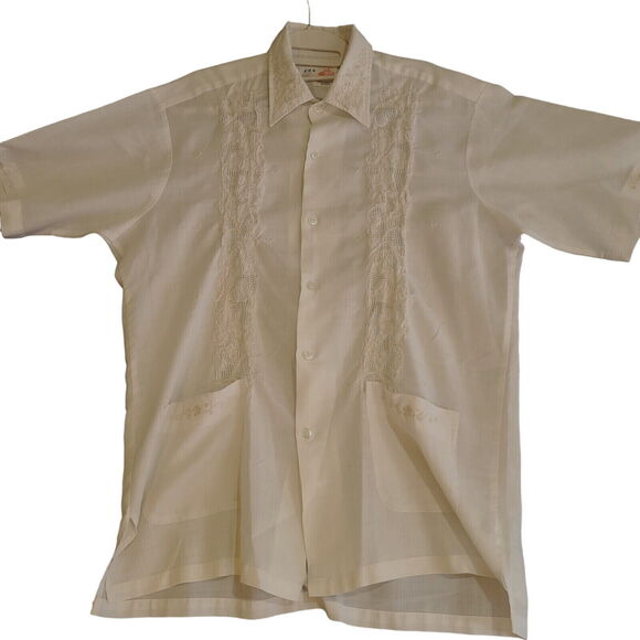 Red Horse Mens Button Up Shirt White Size Large Polyester Blend Pockets Design - Picture 1 of 12